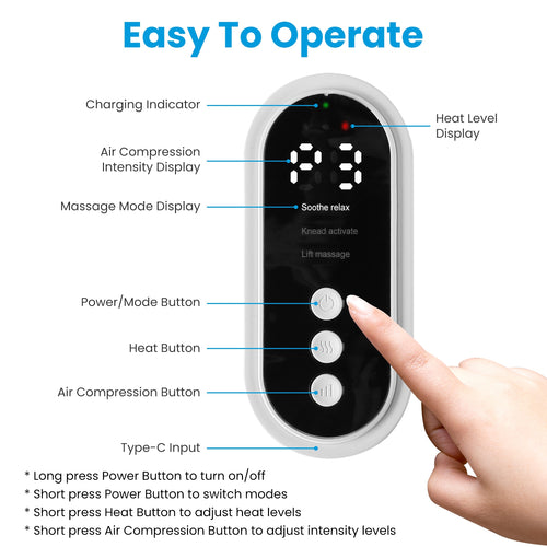 1PCS Cordless Leg Massager Air Compression Massager With Heat Thigh Knee Calf Massager With 3 Modes Adjustable Wrap For Pain Relief