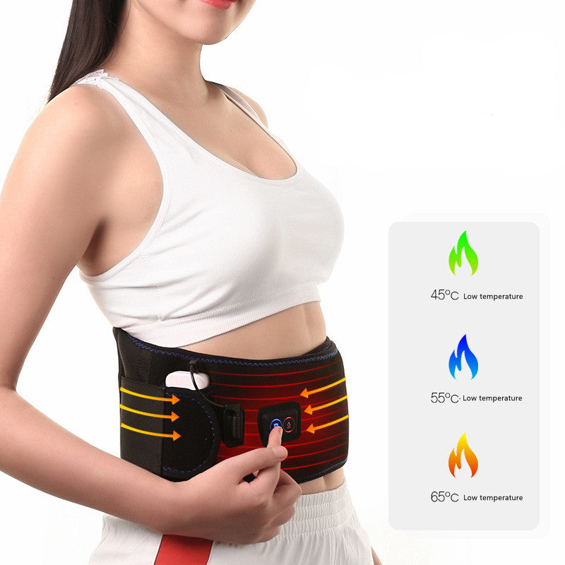 Cordless heating pad with massage worn around the lower back