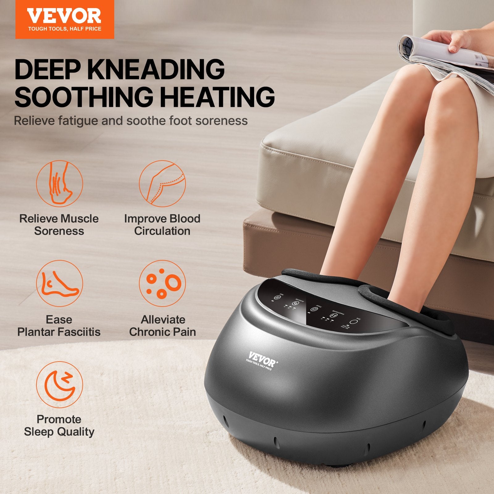 Shiatsu Foot Massager Machine with Heat & Deep-Kneading Compression