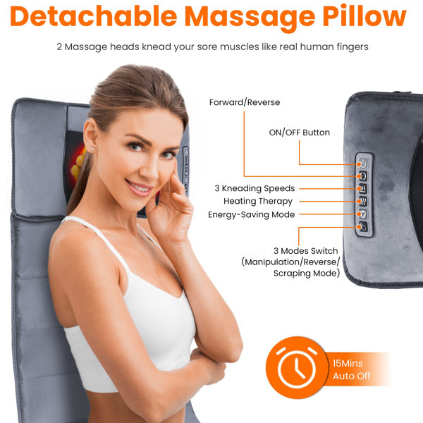 Full Body Shiatsu Massage Cushion with Heat, Chair & Mattress