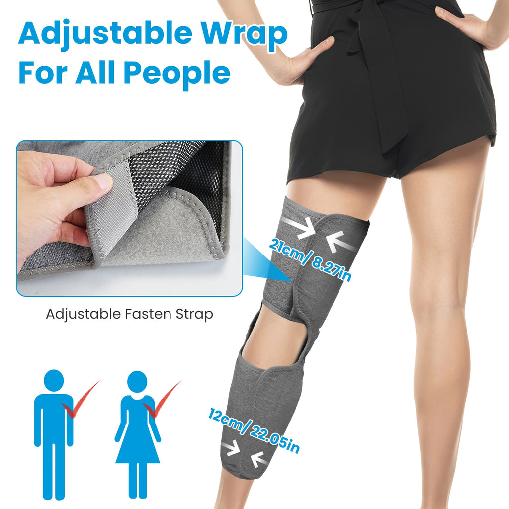 1PCS Cordless Leg Massager Air Compression Massager With Heat Thigh Knee Calf Massager With 3 Modes Adjustable Wrap For Pain Relief