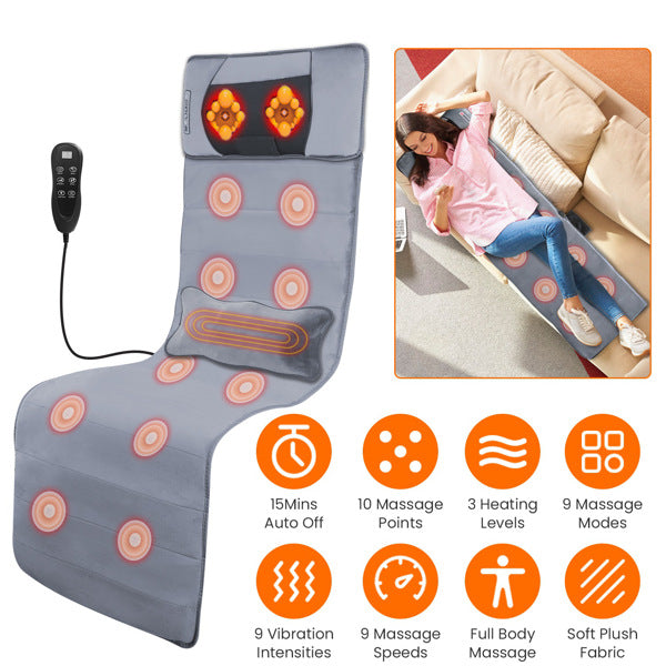 Full body shiatsu massage cushion for chair and bed