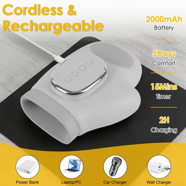 Cordless Hand & Wrist Massager with Heat Compression