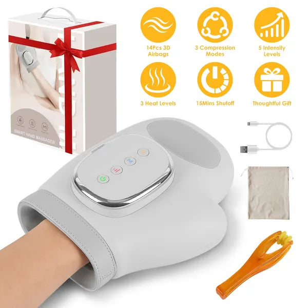 Cordless hand and wrist massager with heat compression